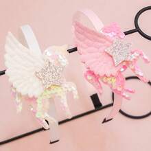 Diademas de unicornio a la moda para niñas, diademas de unicornio con lentejuelas y alas bonitas, aros para el pelo para niños, accesorios para el cabello para niñas - 1 - Ver 2