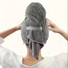 1/2pc Large Size Absorbent Towel, Super Soft Fiber Hair Turban, Super Absorbing Dry Hair Hat, Suitable For Women Hair Care Accessories, Wet Hair Wrap Sleep Bonnet,Summer,Beach - Grey - View 2
