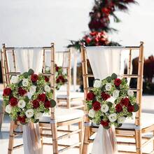 de flores artificiales de rosas de 23/33cm, flores falsas de seda con hojas de eucalipto para decoración de boda en el hogar, accesorios de regalos DVEO - Champán - Ver 4