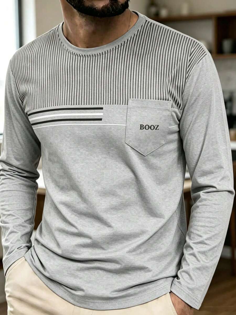 BOOZ Long-Sleeved T-Shirt With Pocket - Grey - View 1