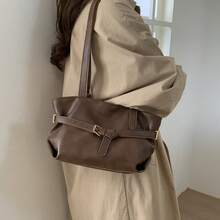 Sac cabas unique pour femme, sac vintage simple et tendance, sac à bandoulière décontracté et personnalisé. - Tabac - Voir 2