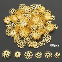 80pcs/160pcs Assorted Hollow Flower Bead Caps, Alloy End Caps Set, Suitable For DIY Jewelry Making Accessories, Bracelets, Necklaces, Earrings, Handmade Craft Supplies - Alloy Flower Holder - View 10