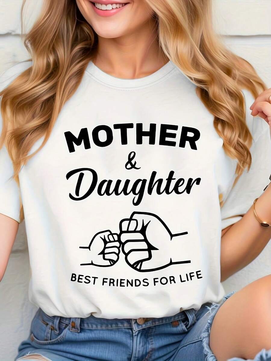 Señoras madre e hija para siempre Mejores amigos camiseta-blanco con groso negro carta-suave tela ligera-regalo de cumpleaños del día de la madre para mamá, hija, hermana-casual todos los días Top-máquina lavable cuello redondo comodidad tienda de la comunidad local en stock rápido pelo suave algodón comodidad disfrutar de descuento adecuado para Pascua, Halloween, Acción de Gracias, etc.