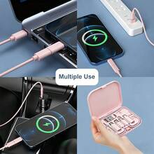 Multi USB Charging Adapter 60W Cable Kit, USB C To Lighting Adapter Box, Conversion Set USB A & Type C To Male Micro/Type C/Lightning, Data Transfer, Card Storage, Tray Eject Pin, Phone Holder - Multicolor - View 6