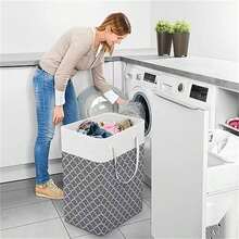 New Waterproof Fabric Laundry Basket Simple Clothes Sundries Storage Box Foldable Bag Large Capacity Laundry Basket - STYLE-a_black - View 4