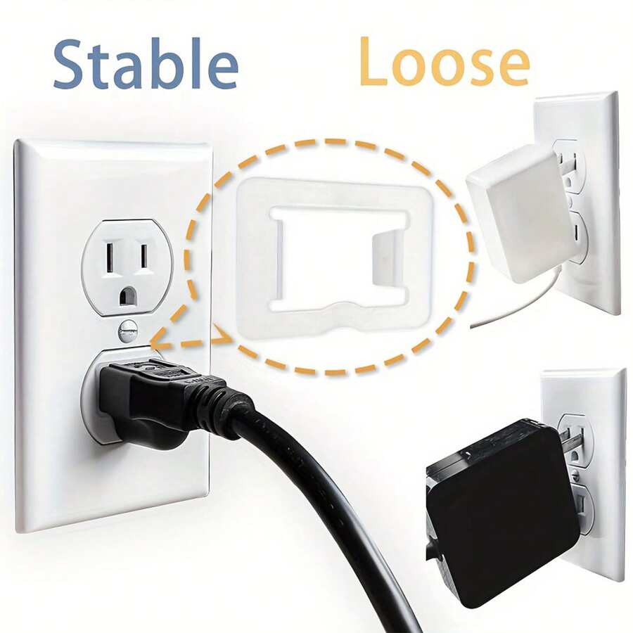 Bộ 12 kẹp giữ ổ cắm lỏng lẻo | Giữ chặt ổ cắm lỏng lẻo vào phích cắm điện | Cố định bộ nối dài ổ cắm vào ổ cắm trên tường | Không dễ bị rơi ra hoặc mất điện - Cố định lỗ cắm và vòng đệm phích cắm lỏng lẻo