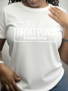 Tamaño más, camiseta de tamaño sobredimensionado de la mujer - Navidad y el día de San Valentín tema de manga corta casual cuello redondo suelto con impresión de vacaciones duradera - amigable adecuado para todos los tipos de cuerpo, regalo lavable a la máquina todo el año (almacén local) - Blanco - Ver 2