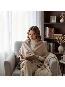 1 pièce Écharpe châle triangulaire élégante et polyvalente pour femmes, écharpe tour de cou douce et confortable, châle tricoté de couleur unie, écharpe de mode pour l'hiver, à porter au quotidien et cadeau pour les fêtes - Multicolore - Voir 7