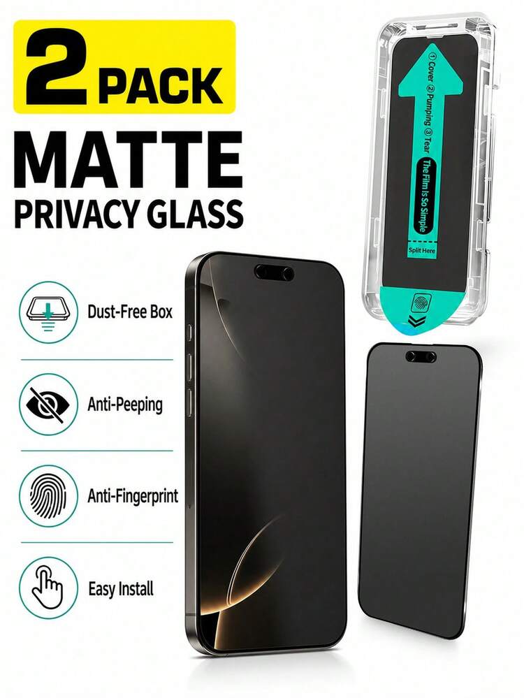 BOLLYMORE 2片装隐私防窥钢化玻璃屏幕保护膜，兼容 17 Pro Max/11系列、X/XR/XS/XS Max、17 Pro/17 Air/17、15 Plus/15 Pro Max/15 Pro/15、14 Pro Max/14/14 Plus/14 Pro、13/13 Pro/13 Pro Max，9H硬度，防刮防指纹，兼容手机壳，全屏覆盖，兼容Dynamic Island。 - 2個 - 查看 28