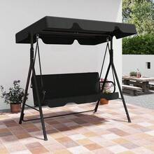 Murago Outdoor Patio Swing Chair With Adjustable Canopy, Outdoor Patio Glider Swing With Heavy Duty Stand For 3 Adult Persons, Ideal For Deck, Lawn, Backyard, Or Porch, Black - A - 查看 1