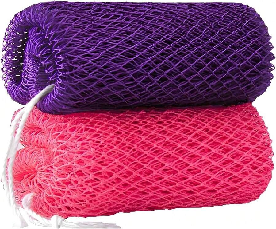 African Net Sponge Authentic Exfoliating Body Back Scrubber Bath Sponge Shower Loofah Washcloth Gentle For All Skin Types 2pcs - White - View 1