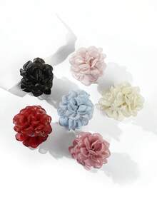 1pc/2pcs 5cm/1.96in Small Size Solid Color Shiny Glitter Flower Hair Claw Clips, Suitable For Thin Hair, Versatile For Daily Wear, Party And Event Styling Summer Hair Accessories Hair Clips Beach Hair Clutch - Multicolor - View 2