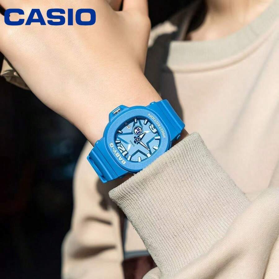 Đồng hồ Casio BGA-10D-2A2 màu xanh lam nhạt, viền có thể tháo rời, mặt số hình ngôi sao, chống nước, chống sốc, quà tặng sinh nhật. - Một cỡ - Xem 1