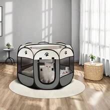 Thickened And Reinforced Octagonal Pet Cage, Removable, Washable, Waterproof And Durable, Safety Gate For Cats, Dogs, Puppies And Kittens, Foldable And Portable, Saving Space, A Must-Have For Pet Owners To Raise Their Pets With Peace Of Mind. - Off White - View 6