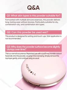 JUDYDOLL Velvety Matte Long-Wear Powder, Pengontrol Minyak, Pengatur Riasan, Penutup Noda, Bedak Tabur Matte, Alat Ajaib untuk Pengaplikasian Makeup Cepat - 02 Merah Muda - View 6