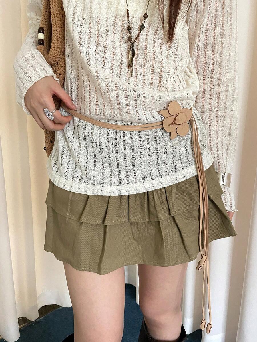1 chiếc dây thắt eo bằng polyester màu be dành cho nữ, kiểu dáng bohemian tối giản, đa năng. - Màu be - Xem 1