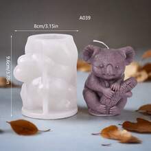 3D動物香氛蠟燭模具 逼真樹懶 DIY創意松鼠矽膠模具，適用石膏裝飾 - 白色 - 查看 2