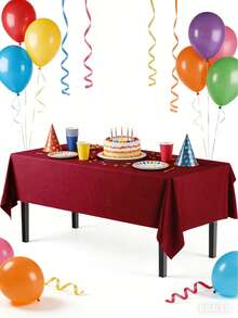1/3/6/12 buah Taplak Meja Plastik Warna Burgundy Polos - 54 Inci x 108 Inci - Taplak Meja Sekali Pakai untuk Pesta dan Piknik, Cocok untuk Pernikahan, Natal, Thanksgiving, Halloween - Merah Burgundy - View 4