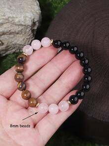 YAUKIA Pulsera de protección de ojo de tigre de moda para mujeres, cuarzo rosa y obsidiana, pulsera de atracción de manifestación, confianza, poder, joyería de yoga, regalo para mujeres y hombres, regalo perfecto para el Día de la Madre y el Día del Padre - Multicolor - Ver 3