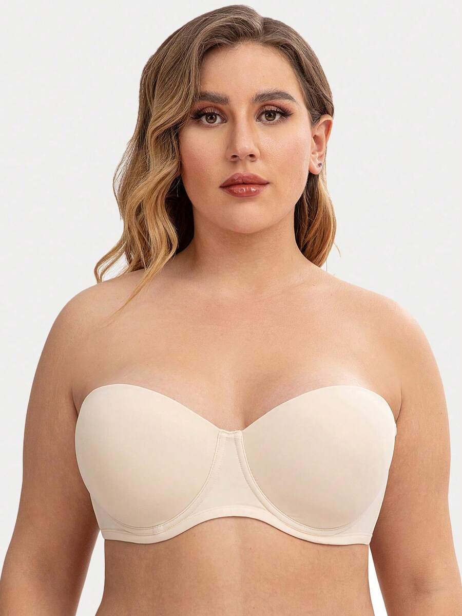 MELENECA Women's Strapless Bra For Large Bust Back Smoothing Plus Size With Underwire - Champagne - View 1