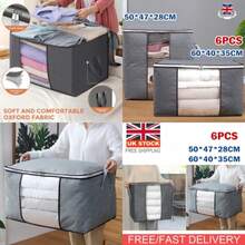 NEW 6 Pack 90L Storage Bags Zipped For Clothes, Bedding, Toys, Packing Moving Boxes UK - VJN0374-v - View 2