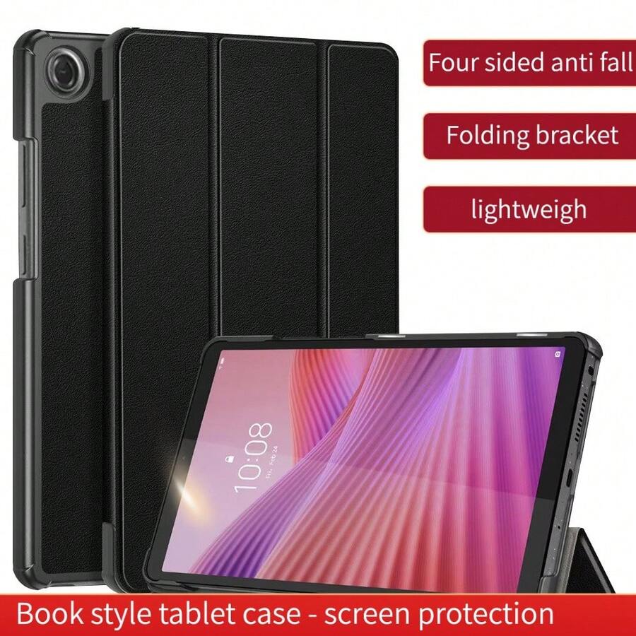 Ốp bảo vệ máy tính bảng tương thích với Honor Pad X7 X9A X8A 8 X8 X8lite Matepad T10 T10S SE11 Pro11 SE10.4 Xiaoxin Pad 11" Tab K9 One M11 M10 M9 M8 Galaxy Tab S11 A11 A9 A8 A7 S10 S9 S8 S7 S6 Air5 Air4 Pad SE 8.7 Pad 7, Ốp bảo vệ gập ba bằng da có chân đế - màu đen - Xem 1
