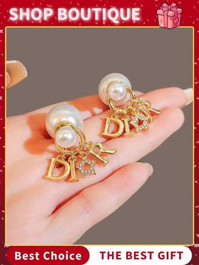 1 Pair Elegant Pearl Decor Dangle Earring, Vintage Faux Pearl Earring With Charms, Basic Design Earrings Gift For Women Daily Wear, Jewelry Gift For Her