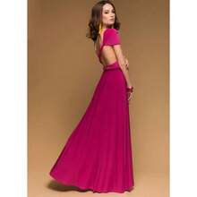 Sexy mujer Multiway Wrap Convertible Boho Maxi Club rojo vendaje vestido largo fiesta dama de honor Infinity Robe Longue Femme - 22 - Ver 2