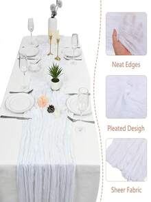 8pcs Coffee Brown Cheese Cloth Table Runner, 90 X 300cm Bohemian Gauze Cheese Cloth Table Decor, Romantic Rustic Semi-Sheer Tablecloth For Dining, Wedding, Baby Shower, Birthday - White - View 10