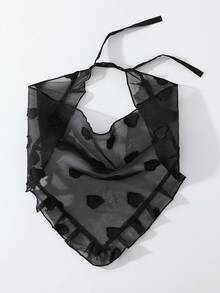 1pc Fashion Heart Print Triangular Scarf Headband, Versatile Daily Wear,Festival,Party - Black - View 5