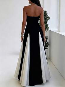 2026 Spring New Women's Clothing, Cross-Border European And American Dress, Sexy Waist-Cinching Pleated Solid Color Large Hem Strap Dress - 28986-圖片色 - 查看 4