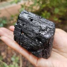 1pc Rare Natural Black Stone, Rough Black Quartz, Mineral Specimen, Creative Gift And Unique Collection, Perfect Decorative Art, Distinctive Holiday Gift, Ideal Gift For Collectors - Black - View 5
