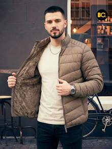 Big City Chamarra Capitonada Casual Hombre Moderna Con Interior Peluche - Arena - Ver 6