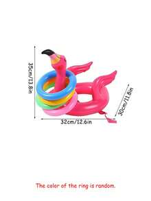 4/2/1 Set Inflatable Flamingo Pool Toss Game Rings, Flamingo Hawaiian Theme Party Decor, Hawaiian Beach Pool Game Supplies, Carnival Outdoor Hawaiian Theme Party Games For Adults And Families, Family Activity Holiday, Pool Party Supplies, Hawaiian Theme Party Supplies - Multicolor - View 3