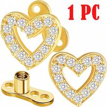 14G Heart Dermal Tops,316L Steel Internally Threaded Microdermal Piercing Jewelry,Cubic Zirconia Fake Dermals Piercing For Back Face Body Piercing - Heart - View 6