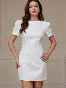 Women Short Dresses - 白色的 - 查看 2