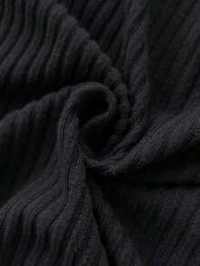 Chamarra de punto ajustada para mujer, diseño de canalé con costuras de contorno y peluche en la capucha, color blanco y estilo dulce retro, perfecta para looks de invierno, salidas urbanas, reuniones con amigos, festivales y combinaciones audaces con ropa de calle - Negro - Ver 8