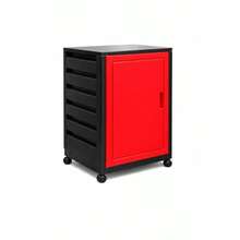 Italhome Mueble De Plástico En Color Negro Rojo con 3 Repisas, Cajonera Organizador Multiusos con Ruedas Arno - Negro Rojo - Ver 8