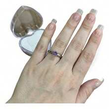 Stainless Steel Silver Solitaire Ring 5mm Graduation, Debutante - Purple - View 1