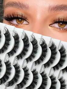 Bộ 10 cặp mi giả DH Striped D-Curled | Tóc giả tự nhiên, mềm mại và tinh tế, uốn cong 3D, giúp mắt sáng lấp lánh tức thì. - Xem 1