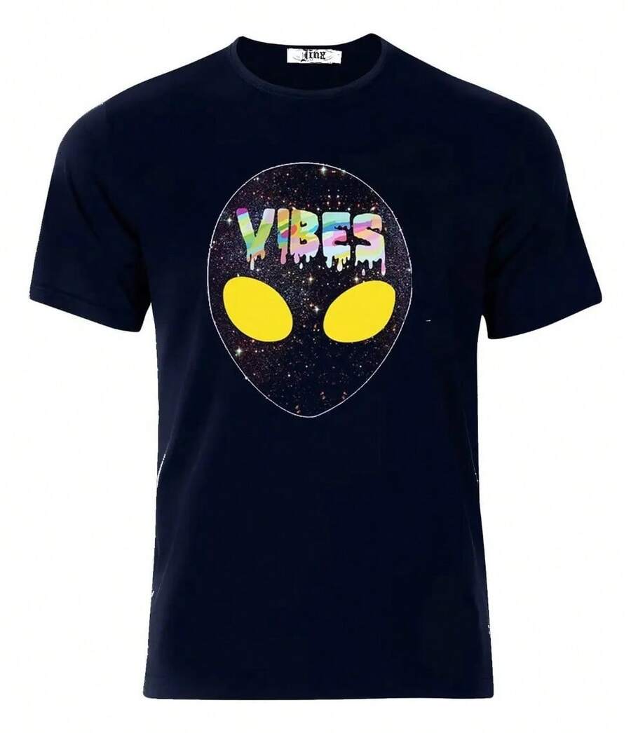 Playera Camiseta Alien Vibes Vibras Cool Todas Tallas - Negro - Ver 1
