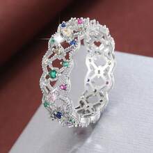 1 chiếc nhẫn nữ thiết kế lưới rỗng, đính đá Cubic Zirconia, quà tặng thường ngày. - Nhiều màu - Xem 26