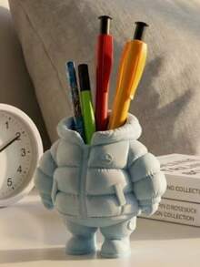1pc 3D Printed Cute Down Jacket Pen Holder Desktop Organizer, Student/Office Pen Stand, Mini Vase Decor (Container Only) - Multicolor - View 3