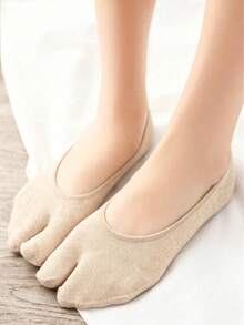 1 par de calcetines invisibles, transpirables y sin costuras con separador de dedos en negro y blanco, para mujer, para primavera/verano - Albaricoque - Ver 5