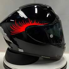 2pcs 2D Flat Motorcycle Helmet Stickers - Funny Creative Eyebrow Design, Suitable For Helmet And Car Rearview Mirror, Waterproof PVC Material, Striking Red Eyebrows | Fashionable Safety Accessory, Weather-Resistant Adhesive Sticker | Windproof Rainproof Motorcycle Decor, 2D Flat Design - A - View 3