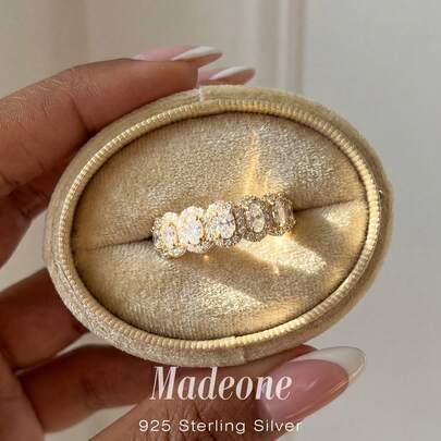 MADEONE 1pc Classic Elegant Water Drop Zirconia Ring, Engagement/Holiday Gift, 925 Sterling Silver Jewelry