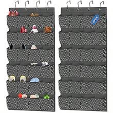 homyfort - 2 organizadores zapatos extra grans sobre la puerta, soporte para almacenamiento de zapatos colgante para puerta de clóset, organizador Zapateras con 48 bolsillos gris - rombo gris extragrande - Ver 9