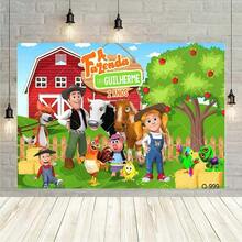 Green Grass Farm Theme Party Decoration  Background La Granja De Zenon Backdro Photo Backdrop Kids 1st Birthday Baby Shower - D款 - 查看 9
