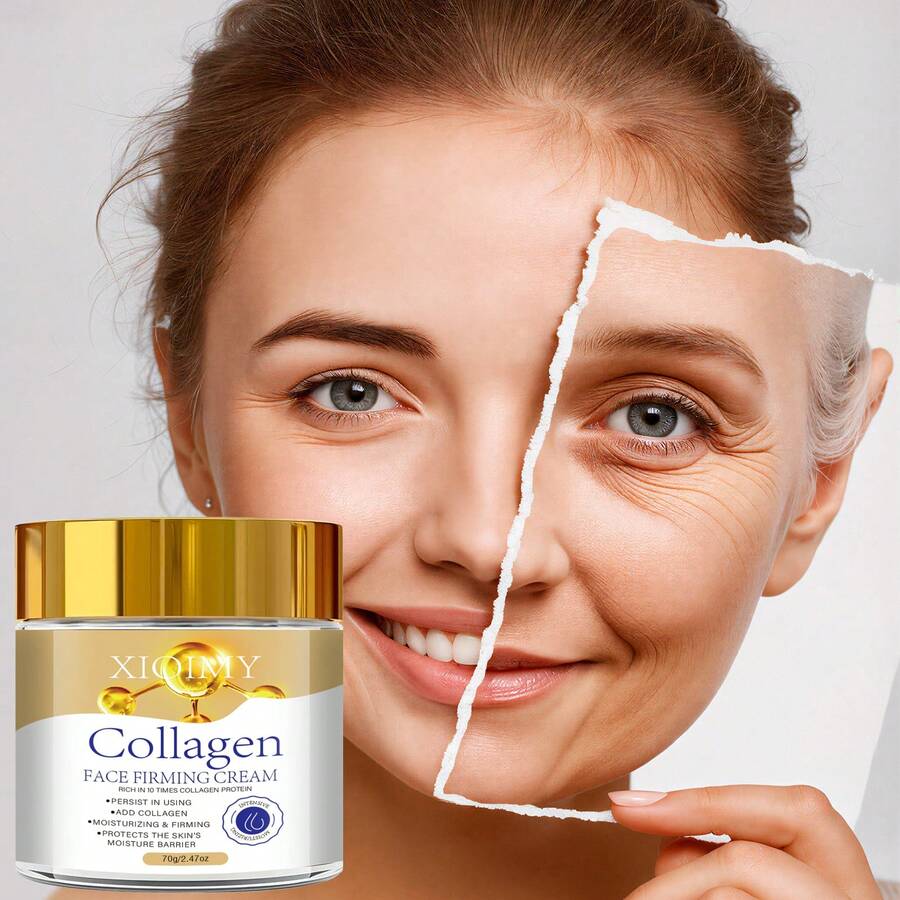 Xioimy 70g Crema hidratante con colágeno, hidratante y reafirmante, mejora la elasticidad de la piel, equilibra el tono de la piel, revitaliza el cutis, apta para todo tipo de pieles - cantidad - Ver 1