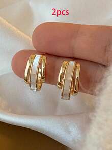 Bộ 2/4 chiếc bông tai hình chữ C khảm đá siêu nhỏ, thiết kế độc đáo, cao cấp sang trọng, thanh lịch. - Nhiều màu - Xem 22